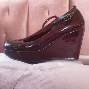 Marc by Marc Jacobs Burgundy Patent Platform Wedge